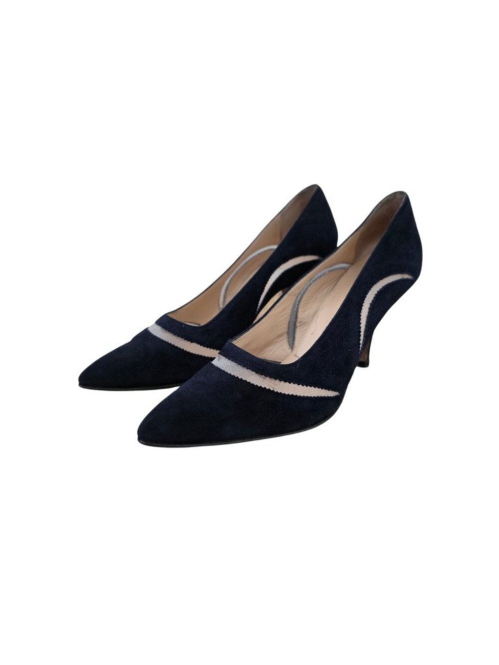 Manolo Blahnik Black Suede Mesh Heels Pumps 38.5 8.5